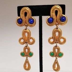 Gold Embellished Curvy Clip on Earrings